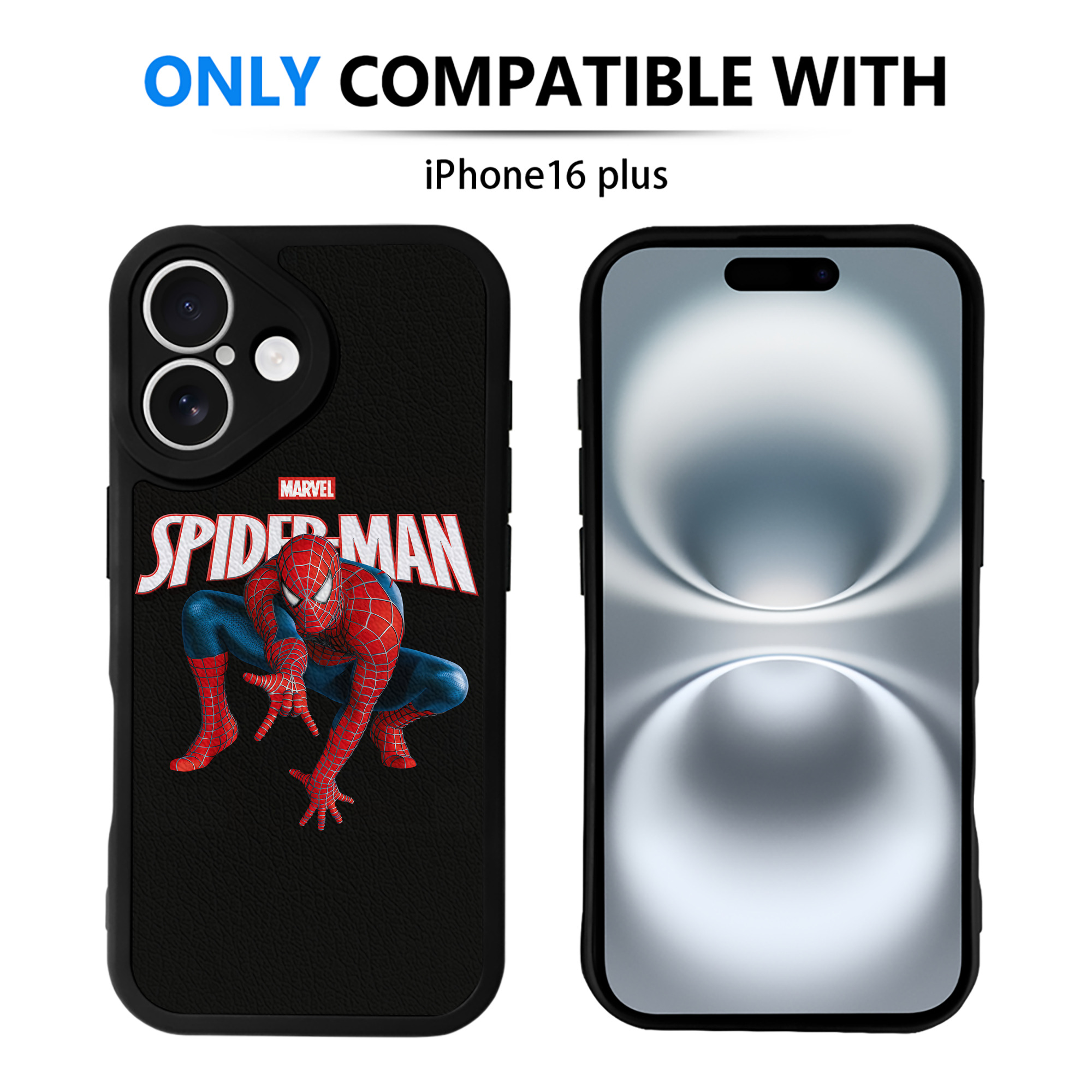 （画像用） Spider Man スパイダーマン 【iPhone 16シリーズ対応】シリコンスマホケース（レザー調） 材質：シリコン